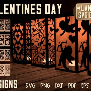 Valentinstag Laterne SVG Bundle | Papierarbeiten | Papierlampe SVG | Mittlere Größe v.1