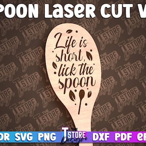 Spoon Laser Cut SVG Bundle Spoon Engraving Quotes SVG Design Kitchen Quotes Cut File zdjęcie 7