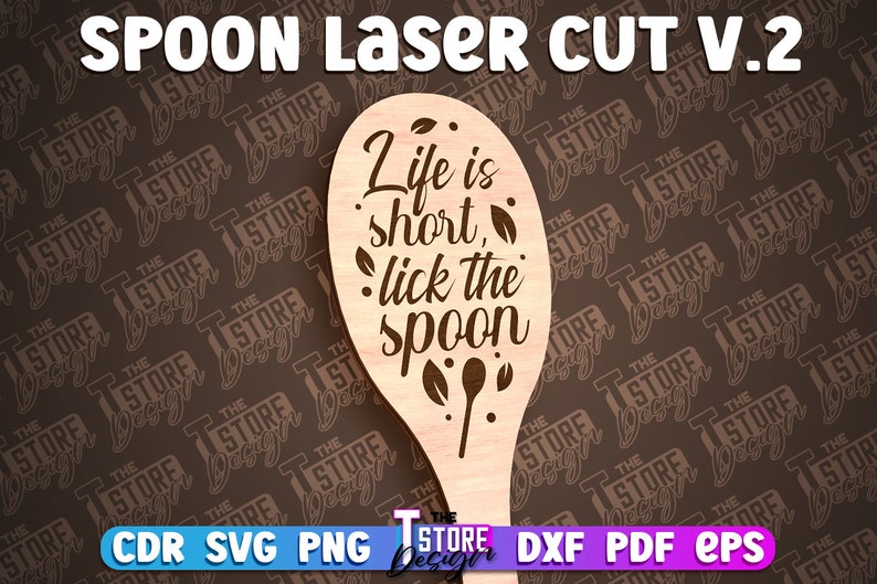 Spoon Laser Cut SVG Bundle Spoon Engraving Quotes SVG Design Kitchen Quotes Cut File zdjęcie 7