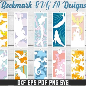 Peut inclure: Dix modèles de marque-pages colorés avec différents motifs découpés. Les motifs comprennent une sirène, un dragon, une licorne, une fée, un dinosaure, un hippocampe, un carrousel, et plus encore. Les marque-pages sont tous blancs et prêts à être découpés et utilisés.