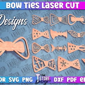 Bow Ties Laser Cut SVG Bundle | Men&#39;s Accessories Laser Design | Bow Tie Laser Design