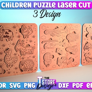 Children Puzzle Laser Cut | Children SVG Design | Laser Cut Files | Games Design