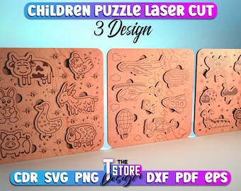 Children Puzzle Laser Cut | Children SVG Design | Laser Cut Files | Games Design