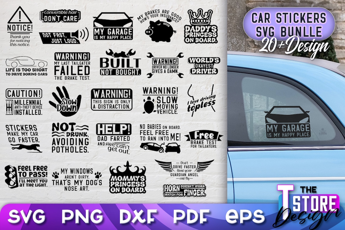Car Stickers SVG Bundle Car Decals SVG Vehicle Decal SVG Etsy