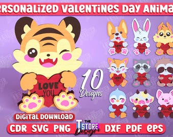 Valentinstag Tiere SVG Bundle, Kantenhocker, Laser Cut Files (Digitaler Download)