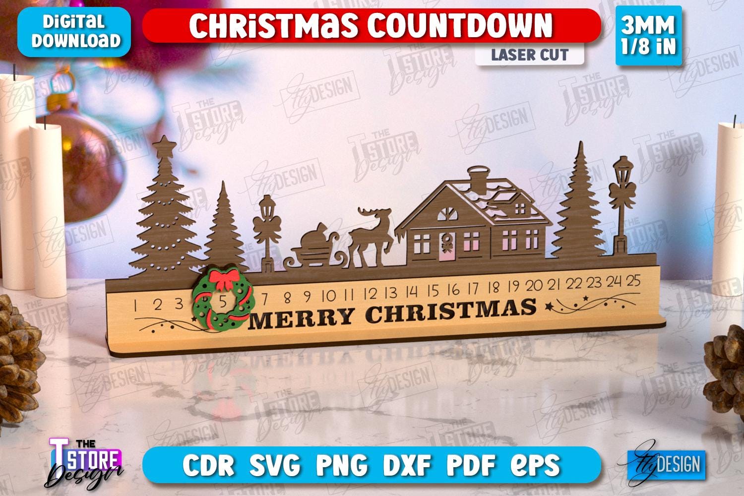 3d Christmas Countdown Laser Cut Bundle, Days Until Christmas Svg, Xmas ...