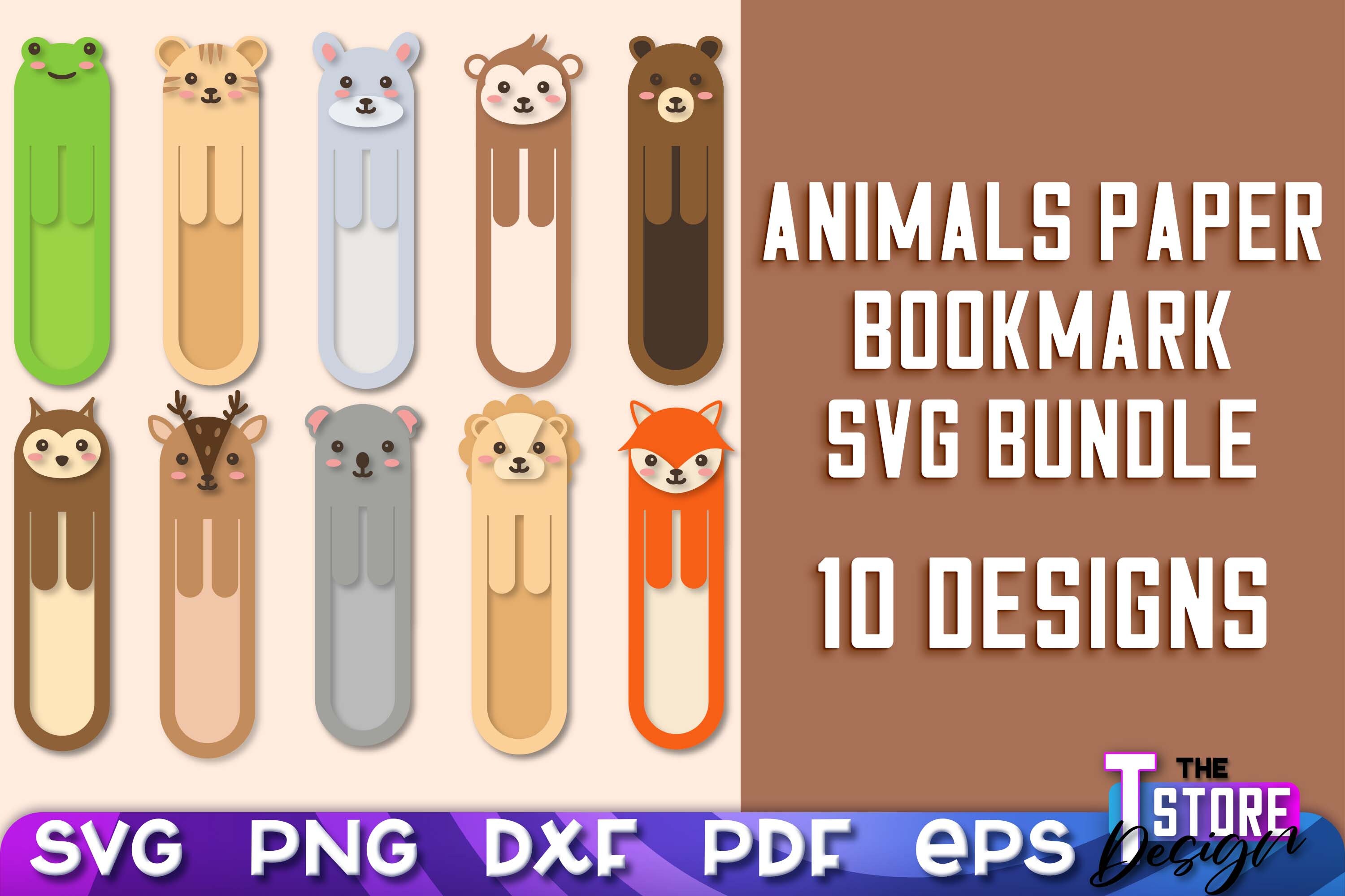Animals Bookmark SVG | Animals paper design | cute kids bookmark | paper cut animals | bookmark svg | bookmark papercut
