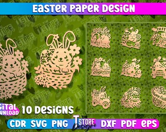 Easter SVG Bundle | Easter Paper Design | Easter Paper Cut Decor | Easter Sign Laser Cut | Easter Bunny SVG | Easter Decoration|Happy Easter