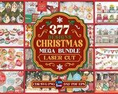 3D Christmas laser cut Mega Bundle, 377 Christmas home decor, kids laser cut, Xmas wooden ornaments, Xmas sign svg, Christmas countdown svg