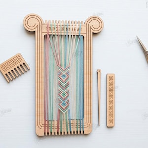 Weefgetouw kit lasergesneden - armband maker frame - doe-het-zelf gereedschapsset - vriendschap armband maker svg afbeelding 3