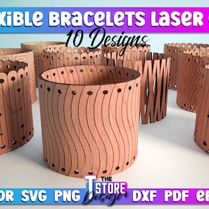 Flexible Bracelets Laser Cut SVG Bundle | Bracelets SVG Design | CNC Files