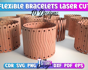 Flexible Bracelets Laser Cut SVG Bundle | Bracelets SVG Design | CNC Files
