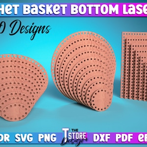 Crochet Basket Bottom Laser Cut SVG Bundle | Crochet  SVG Design | CNC Files