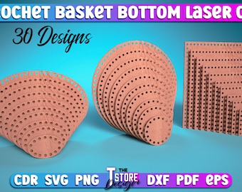 Crochet Basket Bottom Laser Cut SVG Bundle | Crochet  SVG Design | CNC Files