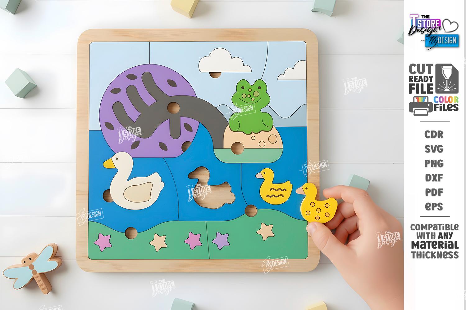 Kids Puzzle SVG - Laser Cut Montessori Toy Set - Wooden Toddler ...