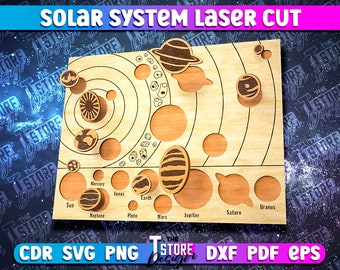 Educational Puzzle Laser Cut | Solar System Puzzle Laser  | Montessori Puzzle | Space svg | Planets Laser Cut | Educational Tools