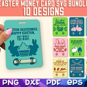 Joyeuses Pâques argent carte SVG Bundle | Fichiers de coupe de porte-monnaie | Conception de Pâques