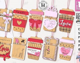 3D Valentinstag Geschenkkartenhalter Laser Cut Bundle, Geschenkkartenhalter Tags, Valentinstag Zitate svg, Valentinstag Geschenkanhänger, Liebe svg