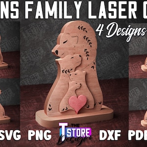 Custom Lions Family  Puzzle Laser Cut | Love SVG Design | Family Love Puzzle Laser Cut Files | SVG Design