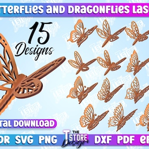 3d Butterfly Laser Cut, 3D Butterflies and dragonflies, 3d dragonfly svg, home decor, 3D Butterfly Lasercut, Dragnfly Lasercut, CNC Files