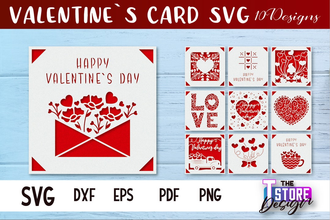 Valentine's Day Card SVG Bundle | Love Paper Cut SVG Bundle | Valentine ...