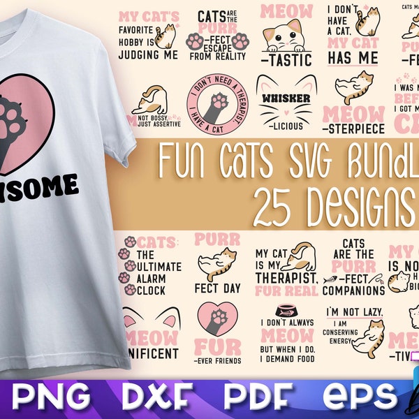 Fun Cats SVG Bundle | Cats SVG Designs | Fun Pets Quotes SVG v.1