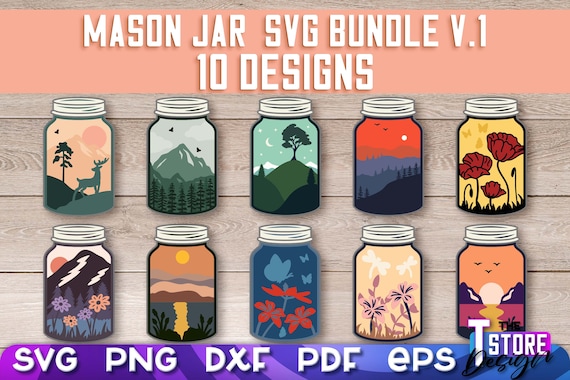 Mason Jar SVG Bundle | Paper Crafts | Layered Mason Jar  SVG | Mason Jar Design v.1