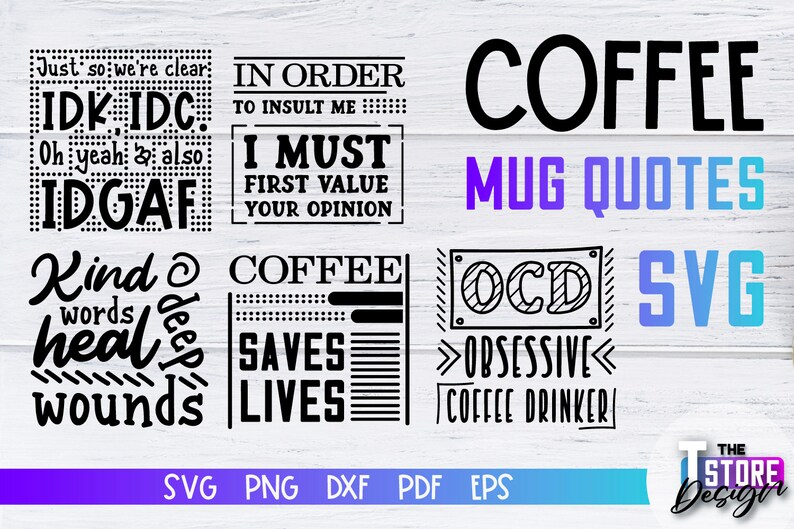 Coffee Mug Quotes SVG Bundle Coffee Design Funny Quotes Etsy