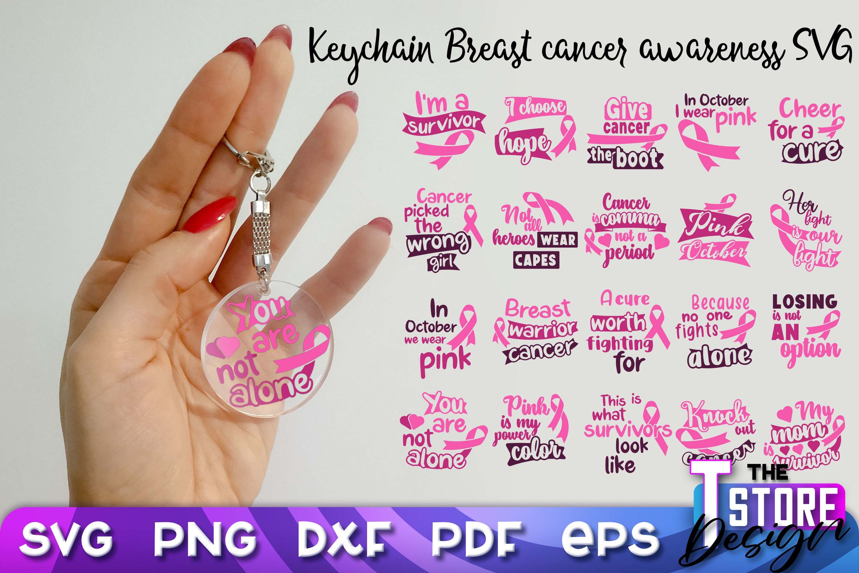 Breast Cancer Awareness Keychain SVG Awareness SVG SVG Design