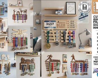 Medal Holder SVG - Laser Cut Sports Medal Display - Running Marathon Medal Hanger - Athlete Award Organizer svg