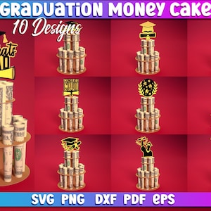 Graduation Money Cake SVG Bundle / Grad Money Holder SVG Design / Paper Crafts