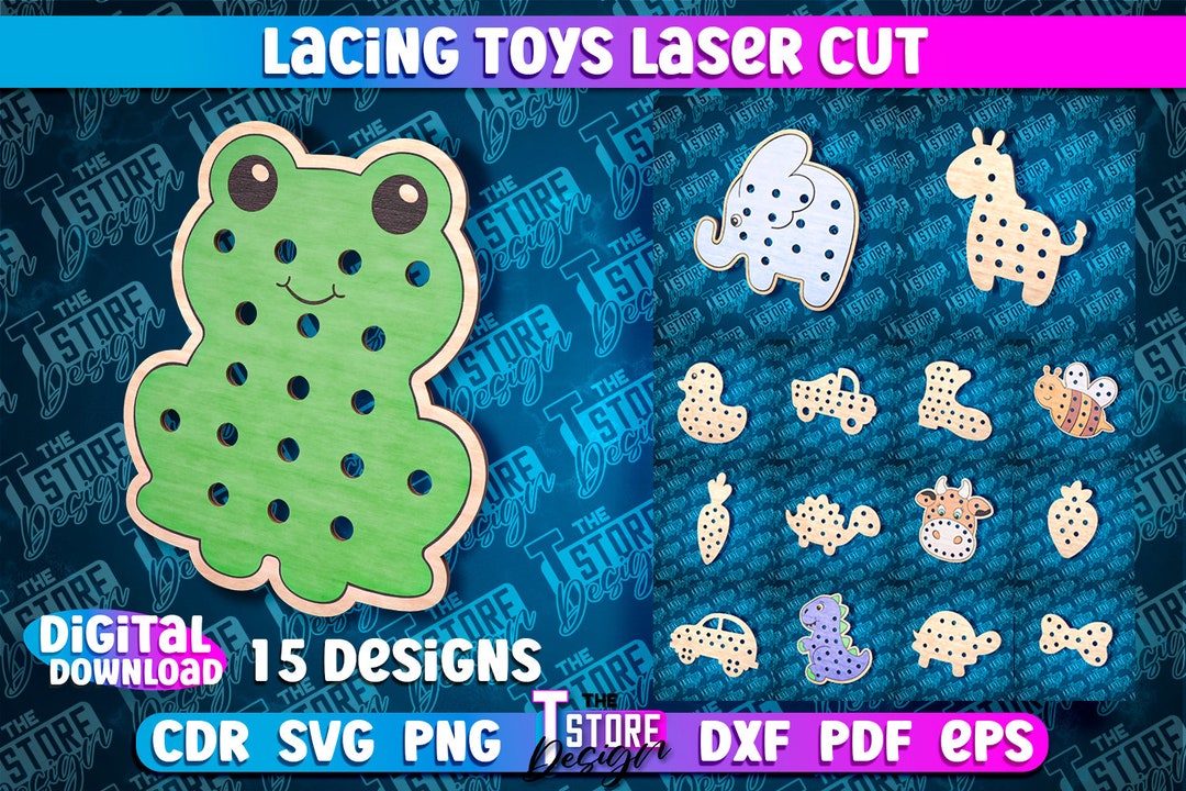 Lacing Toys Laser Cut, Kids Game Laser Design, Montessori Lacing Toys ...