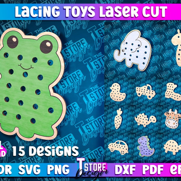 Jouets de laçage découpés au laser, conception laser de jeu pour enfants, jouets de laçage Montessori, apprendre à attacher les lacets de chaussures svg, éducation des bébés, jeux de lacets pour les enfants