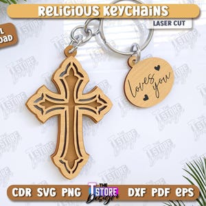Religious Keychains Svg Religious Keychains Laser Cut Bundle, Christian Cross Keychains ...