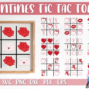 Valentine&#39;s Day Tic Tac Toe SVG Bundle | Tic Tac Toe Game | Love Tic Tac Toe SVG Design