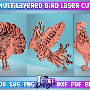 Multilayered Bird Laser Cut SVG Bundle | Bird SVG Design | Laser Cut Files