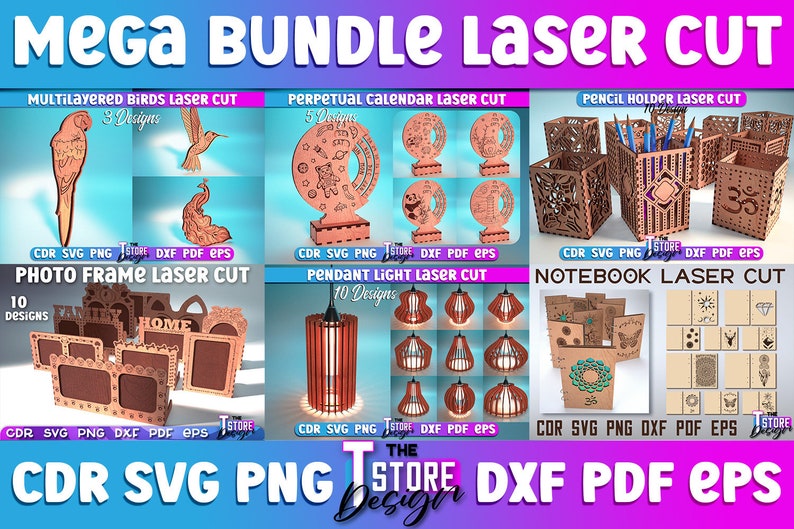 Méga lot de découpe laser SVG Fichiers CNC Gravure SVG image 4