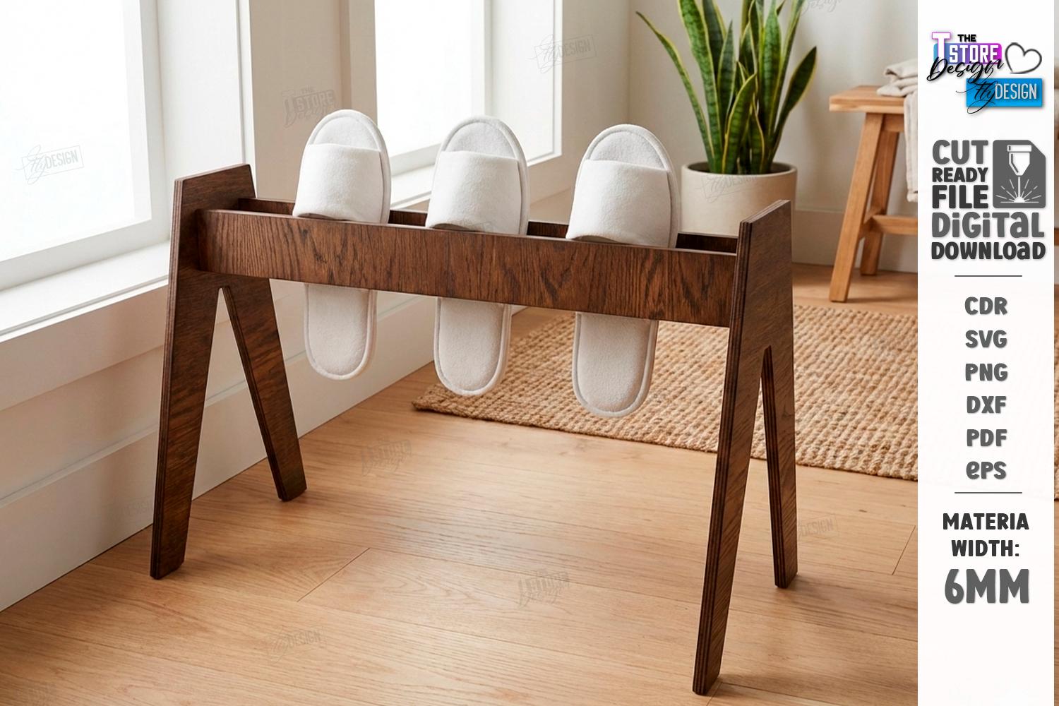 Slipper Rack Design Slipper Rack Laser Cut - Wooden Shoe Organizer Stand - Entryway Storage ...