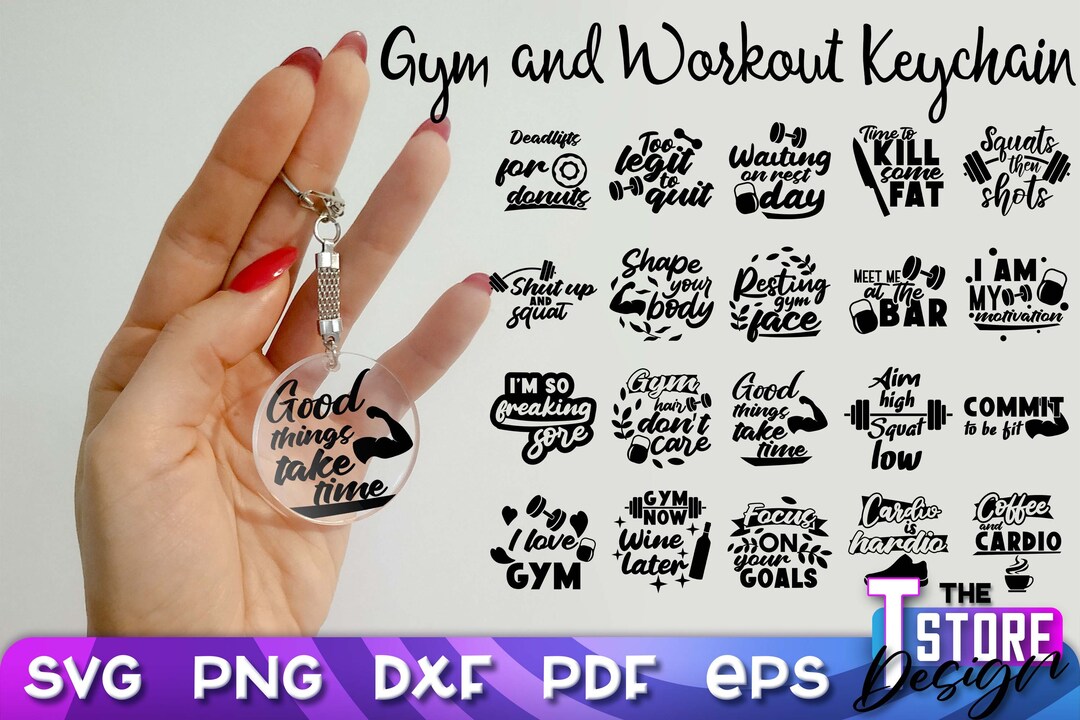 Gym & Workout Keychain SVG Bundle | Sport SVG - Etsy