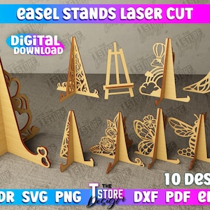Easel Stands Laser Cut Bundle, 3D Display Stands, Easel Display Stands Laser Cut, Photo Frame Holder, Plate Holder, Different Sizes Stands