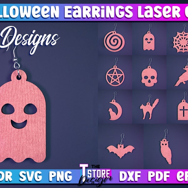 Halloween Earrings Laser Cut SVG | Halloween Earrings SVG Design | Accessories Laser Design | CNC Files