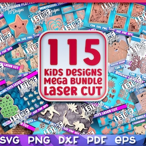 Lasergesneden megabundel voor kinderen | 115 lasergesneden ontwerpen voor kinderen | 3D-lasergesneden SVG | Familiepuzzel SVG | Kinderen puzzels Svg | Montessori-svg