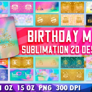 Geburtstag Tasse Sublimation Bundle | Tasse Sublimation Design | Alles Gute zum Geburtstag PNG