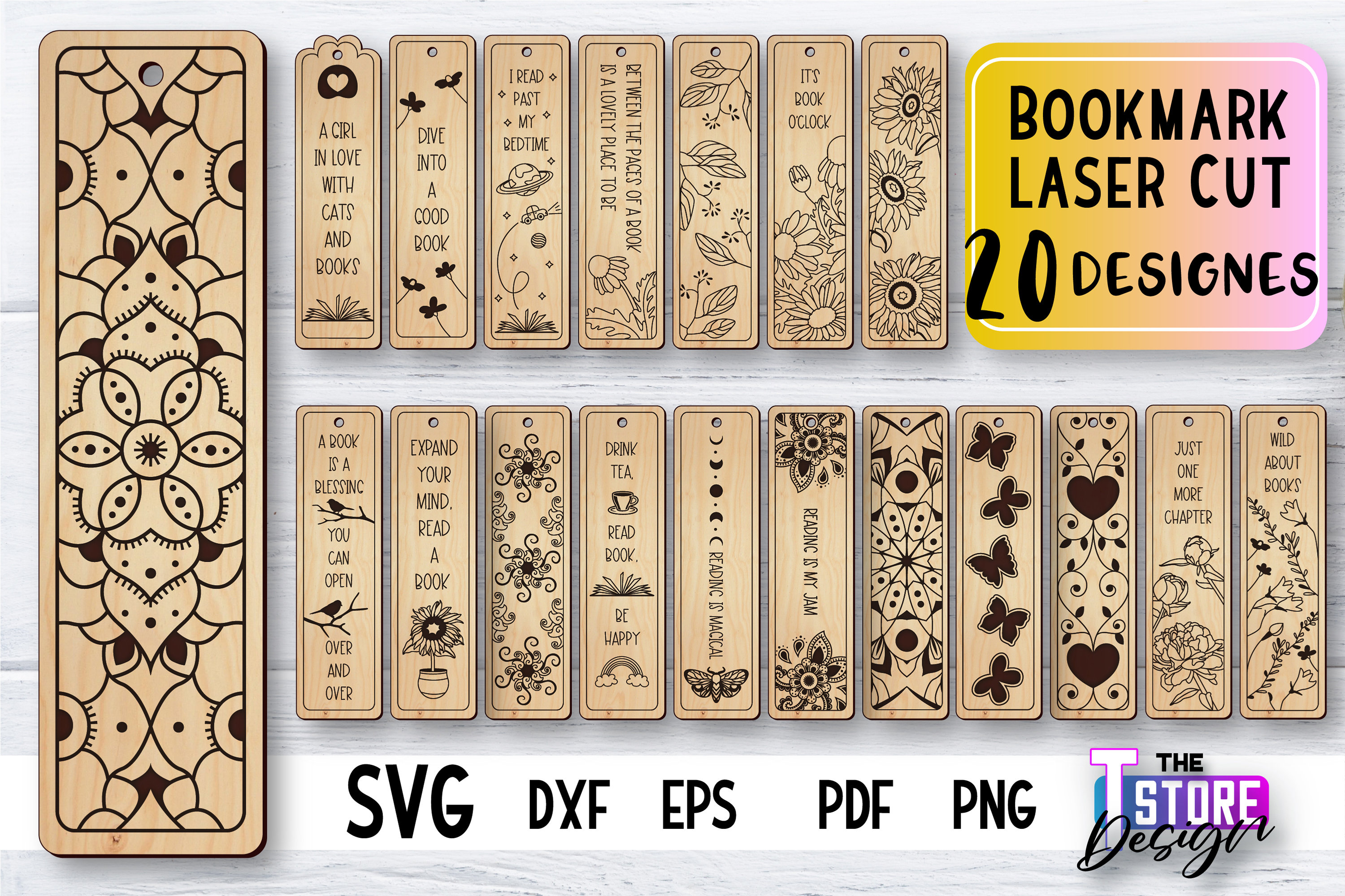 PUTAHQ Wood Bookmarks, Wooden Handmade Carving Natural Wood Bookmarks - of 2Bookmark (including Box),Chinese Style Hollowed Out Pattern Drawing