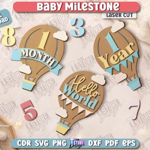 Baby mijlpaal lasergesneden bundel, set van maanden tot één jaar, maandelijks mijlpaal foto prop-bord, baby eerste jaar, cadeau-ideeën babyshower v.2