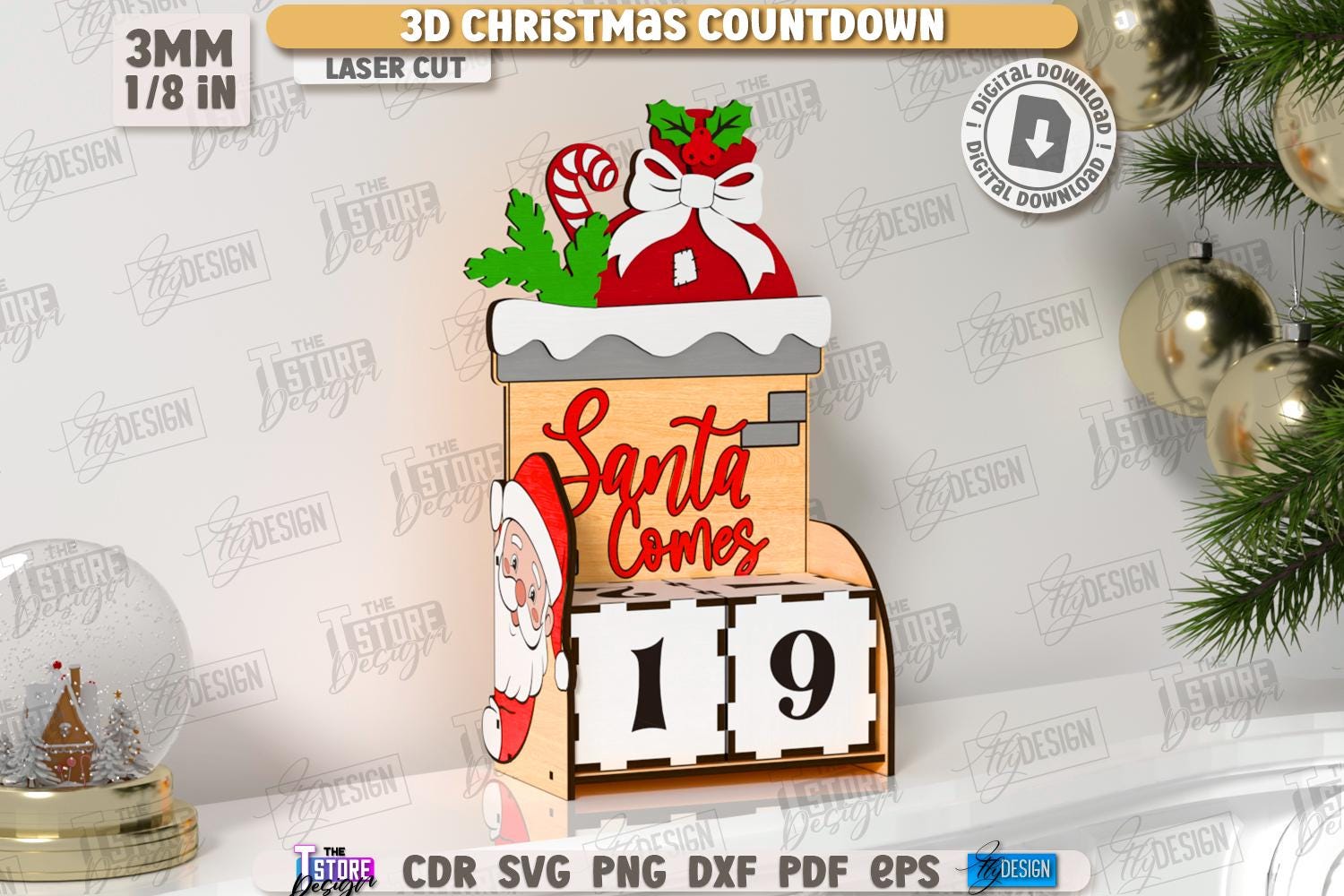 3d Christmas Countdown Laser Cut Bundle, Days Until Christmas Countdown ...