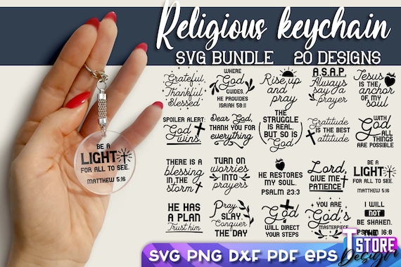 Religious Keychain Quotes SVG Bundle  | Religion Round Keychain Design | Jesus Acrylic Keyring