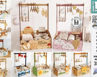 Babyparty-Geschenkbox (SVG) – Baby-Kleiderschrankbox aus Holz – Geschenkkorb für Neugeborene – Personalisierte Baby-Erinnerung – Lasergeschnittene SVG-Datei