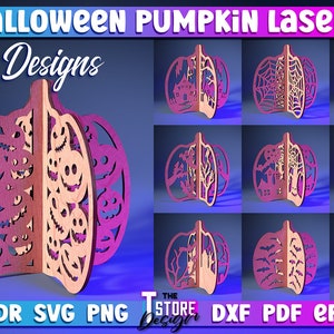 3D Halloween Pumpkin Laser Cut SVG Bundle | Halloween Pumpkin Laser SVG Design | CNC Files