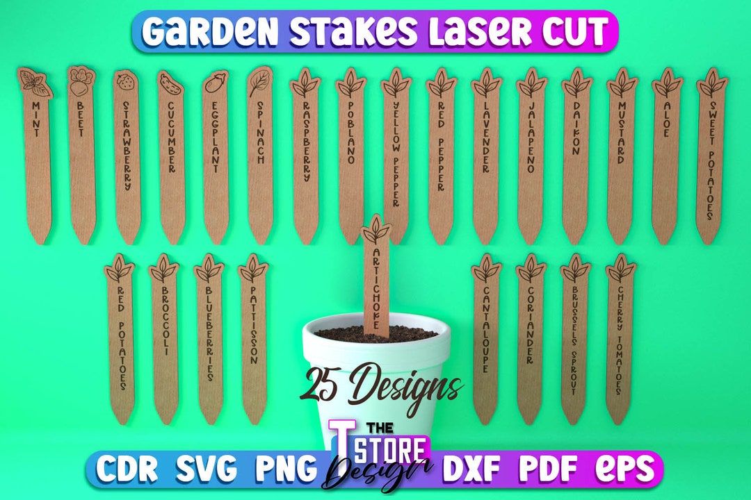 Garden Stakes SVG Bundle Plants Stakes SVG Design Laser Cut Files CNC